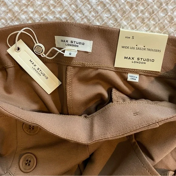 Max Studio London Chocolate Wide-Leg Sailor Womens Pants Trousers | Size S - Picture 9 of 12